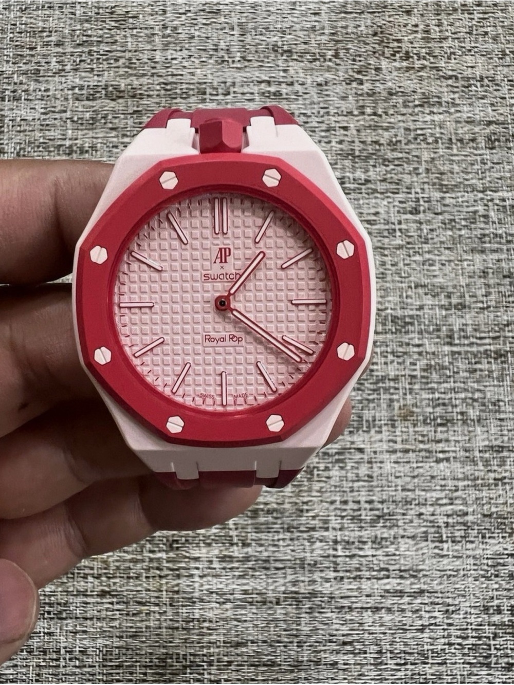 Swatch Royal Pop Pink and White Silicone Unisex Watch